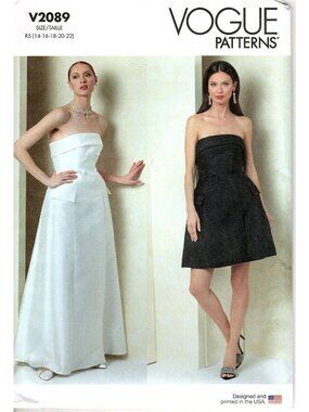 Vogue V2089 Misses 14 to 22 Strapless Dress Uncut Sewing Pattern